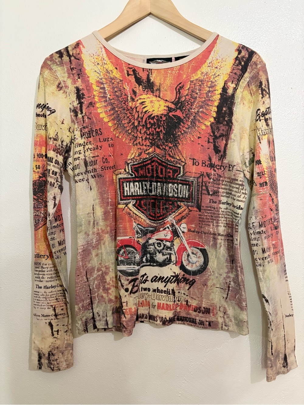 Harley-Davidson Y2K Motorcycle Cotton Long Sleeve Large